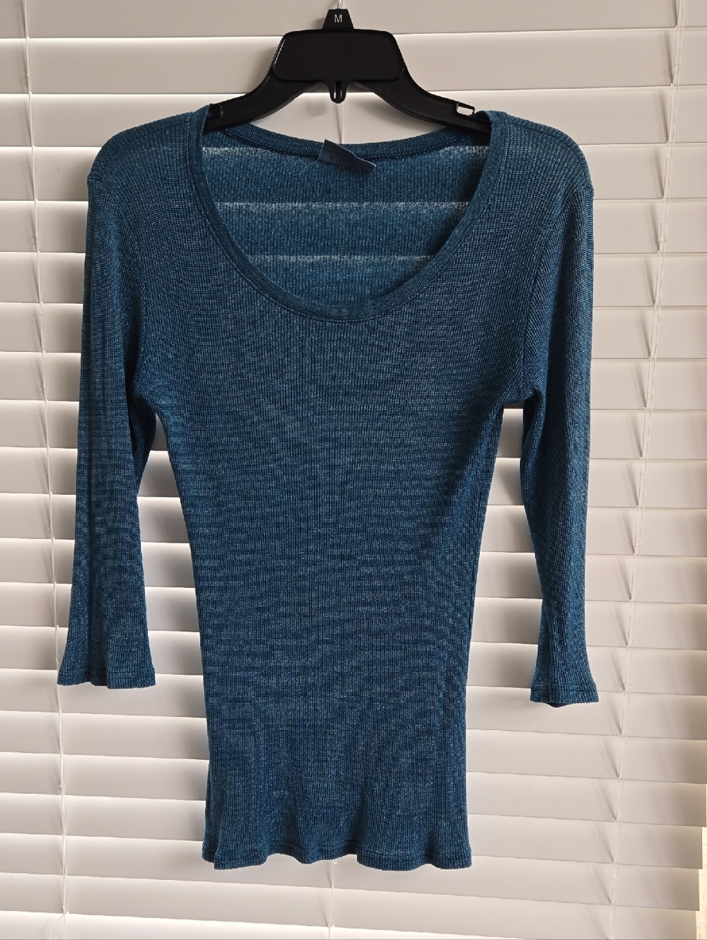 Michael STARS - Teal Ribbed Scoop Neck Knit Top
